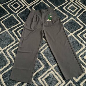 HALARA NWT M Petite Gray Griffin High Waist Pleated Wide Leg Work Pants